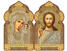 VIRGIN OF KAZAN AND CHRIST THE SAVIOR ICON DIPTYCH - 7 1/2"